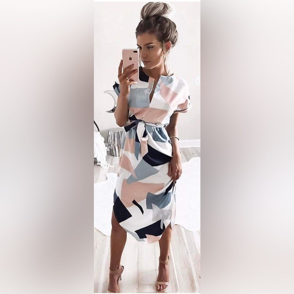 Abstract Patterned Midi Dress